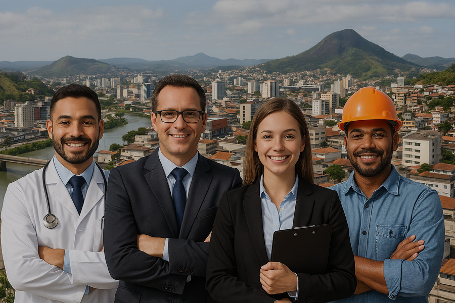 Pessoas felizes ao emitir certificado digital em Cariacica/ES