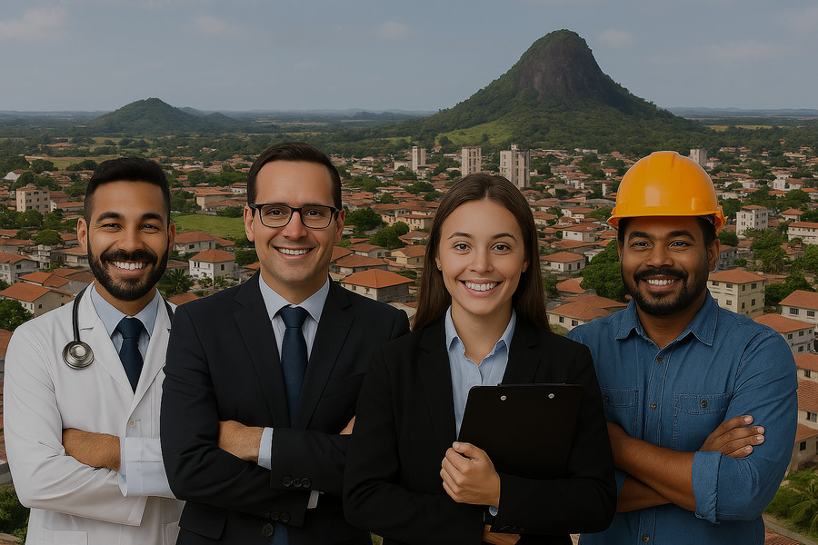 Pessoas felizes ao emitir certificado digital em Viana/ES