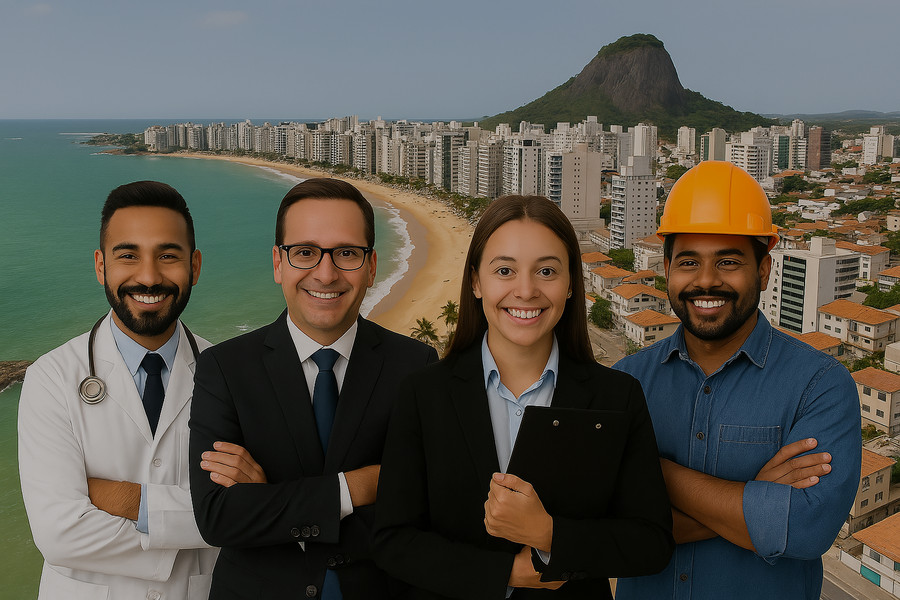 Pessoas felizes ao emitir certificado digital em Vila Velha/ES
