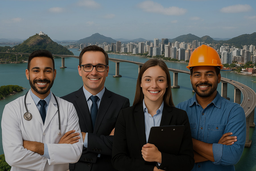 Pessoas felizes ao emitir certificado digital em Vitória/ES